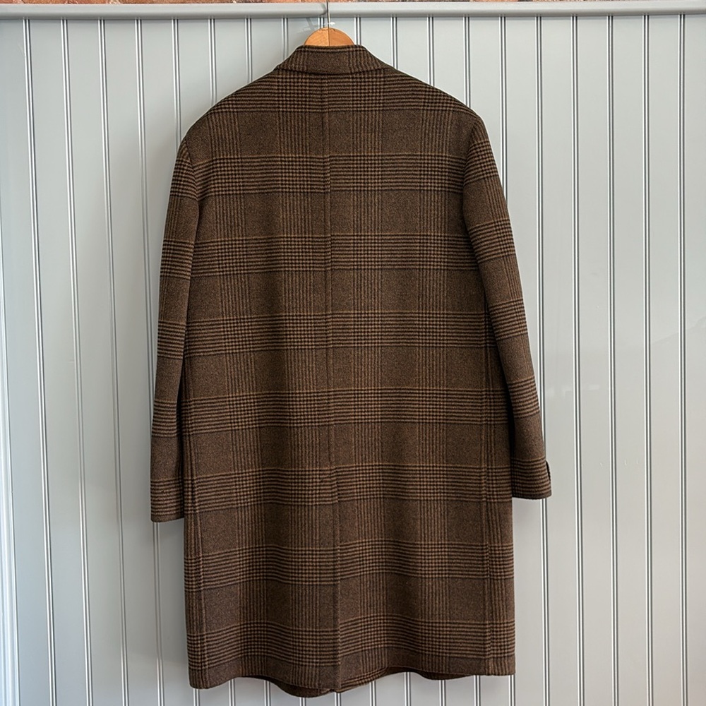 VTG Wool Men’s Dress Coat Brown Plaid - Picture 5 of 9